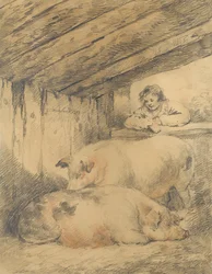 Chlew, 1792 (ołówek z biało-czerwoną kredą na papierze)